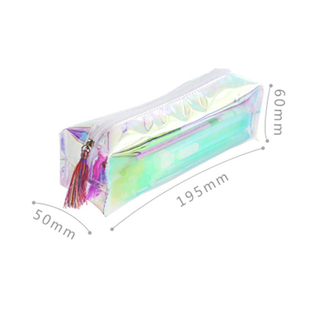 

Candy Color Transparent Tassel Zipper Pen Case Holder Student Stationery Pouch Glitter Pencilcase For Girls Pen Box School