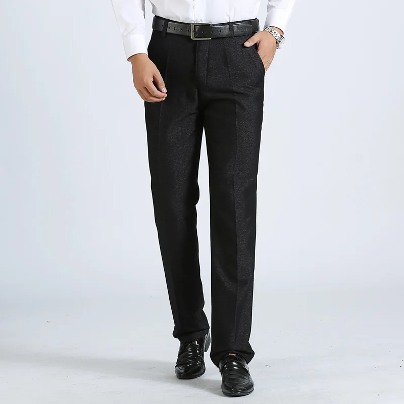 Брюки мужские классические прямые хлопковые свободные деловые штаны костюм для