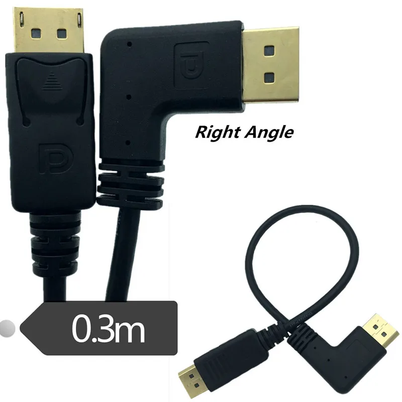 

Позолоченный 90 градусов левый правый локоть dp линия штекер-штекер 4K патч-корд 1,2 HD displayport кабель 0,3 м