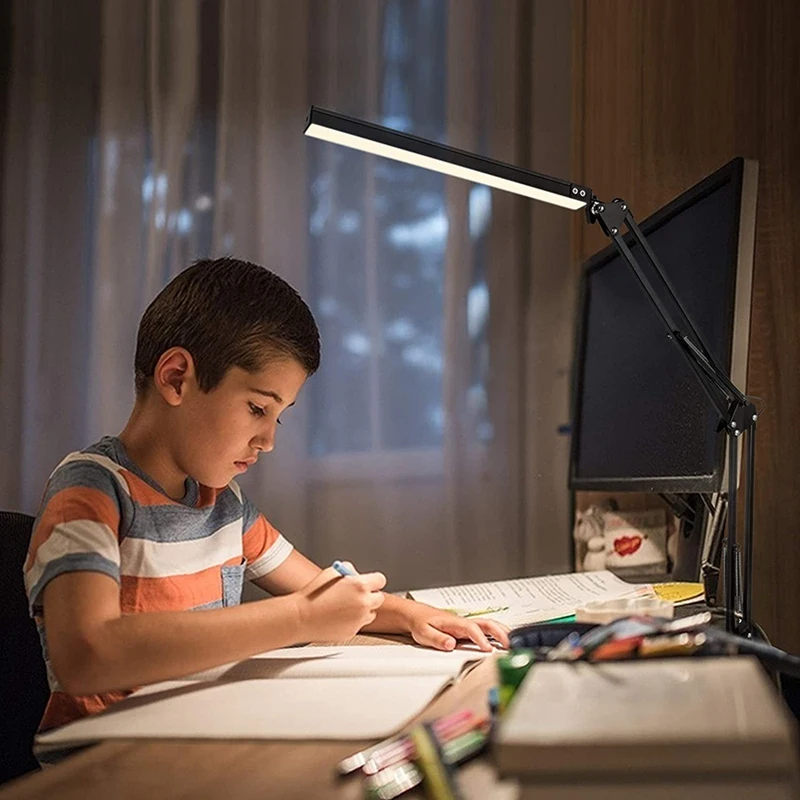 Светодиодная настольная лампа с зажимом регулируемым поворотным рычагом