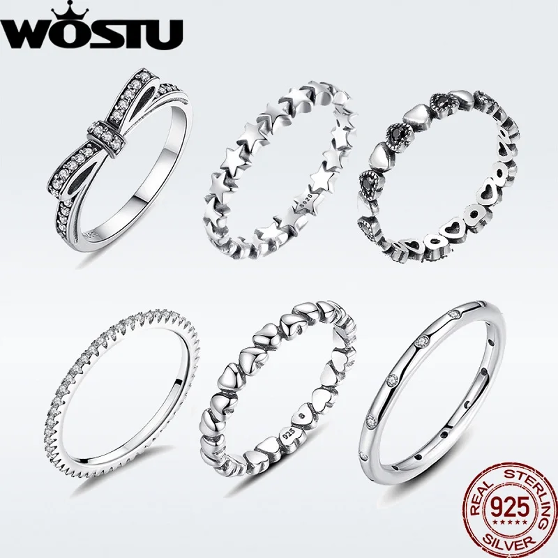 WOSTU Лидер продаж 925 пробы серебряные кольца для женщин европейские оригинальные свадебные модные брендовые кольца ювелирные изделия подарок