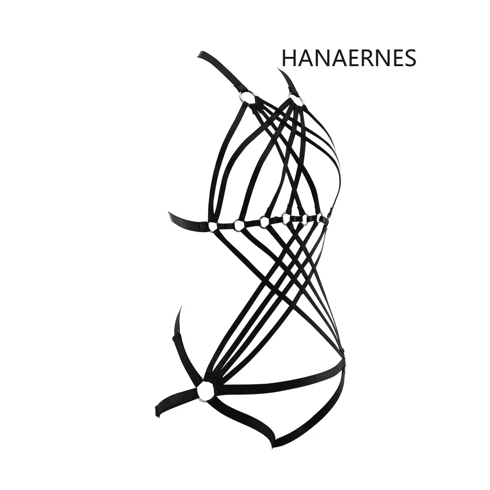 Черная сексуальная Сетчатая Конструкция HANAERNES Готическая клетка регулируемый