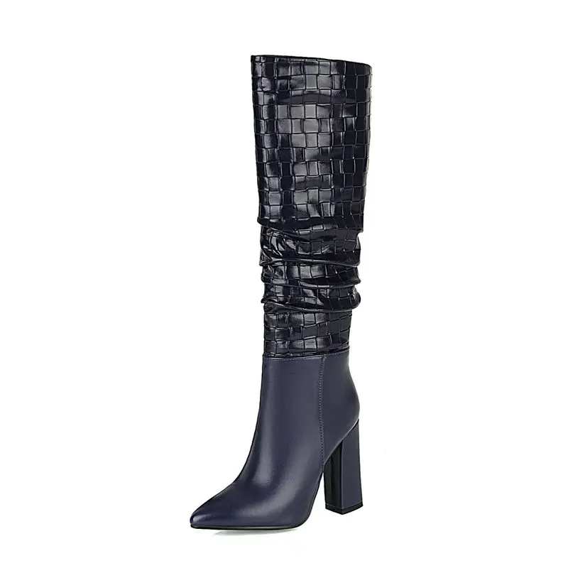 Женские сапоги до колена красные синие черные серые из искусственной замши с