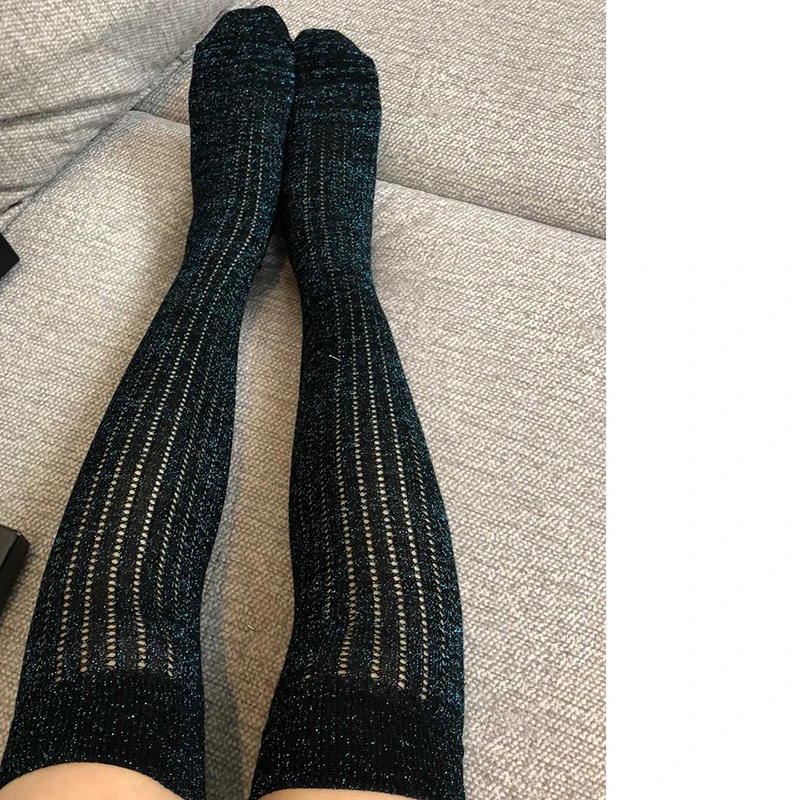 

Women High Tube Cotton Socks Spring Autumn Knee Sox Solid Glitter Long sock High Quality Custom Logo Designer Casual Socks