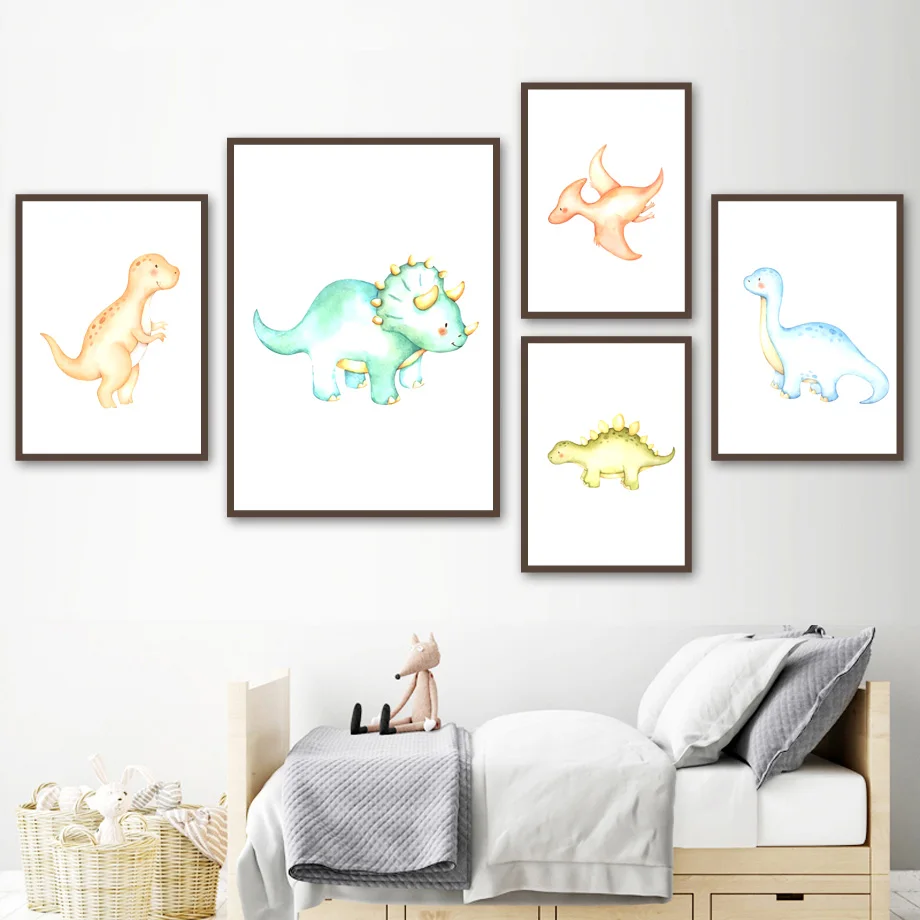 

Cartoon Dinosaur Egg Volcanic Wall Art Print Canvas Painting Nordic Posters And Prints Wall Pictures For Boy Kids Room Decor