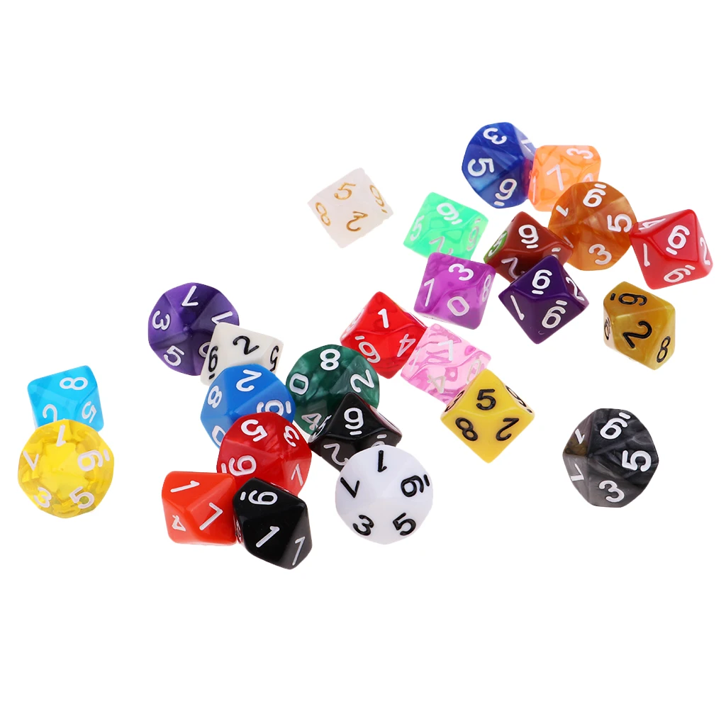 25x16 мм многосторонние цифровые игральные кости D10 для TRPG MTG DND аксессуары ролевых
