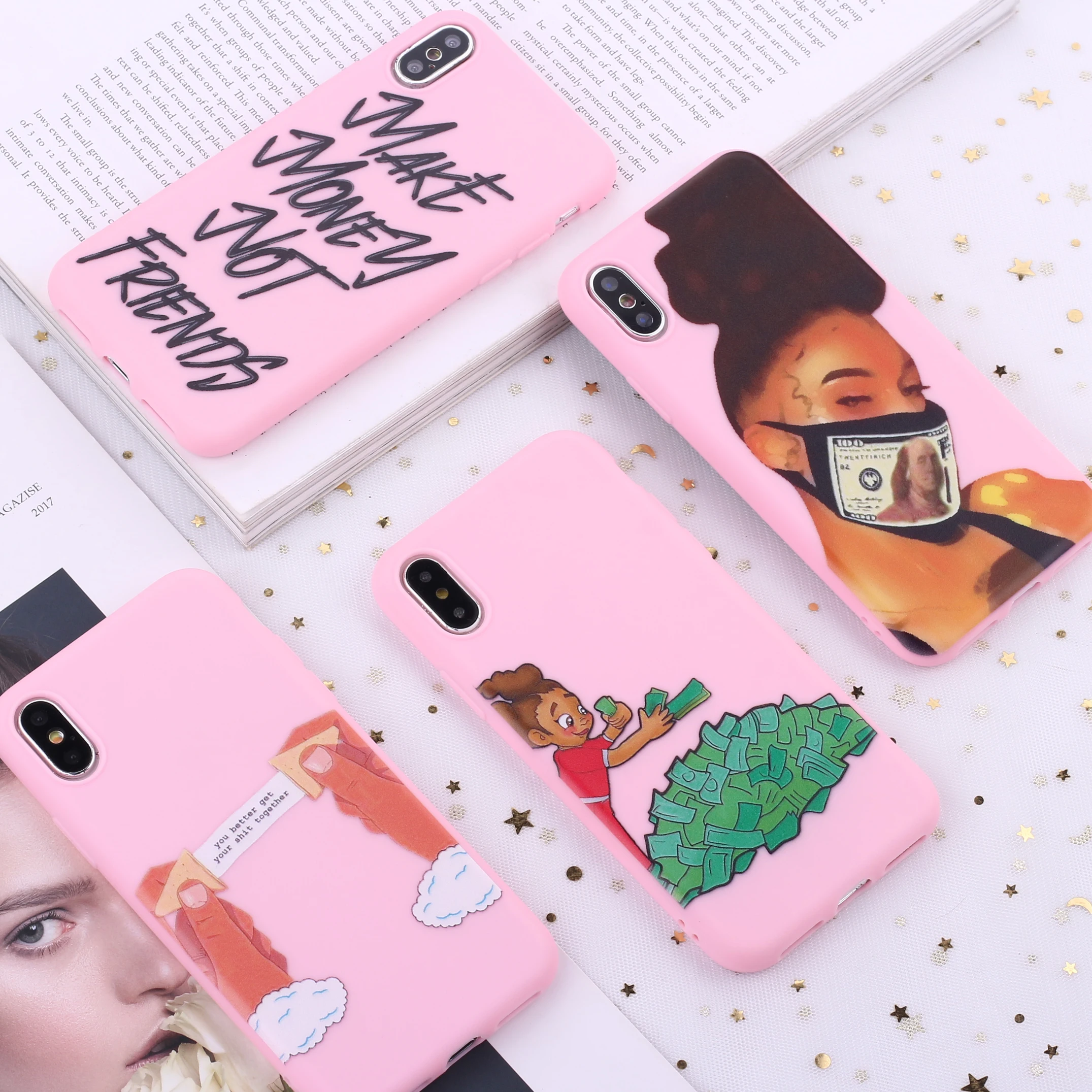 

Money Rapper Girl Soft Silicone Candy Case Coque For iPhone 12 Pro 8 8Plus X XS Max 7 7Plus