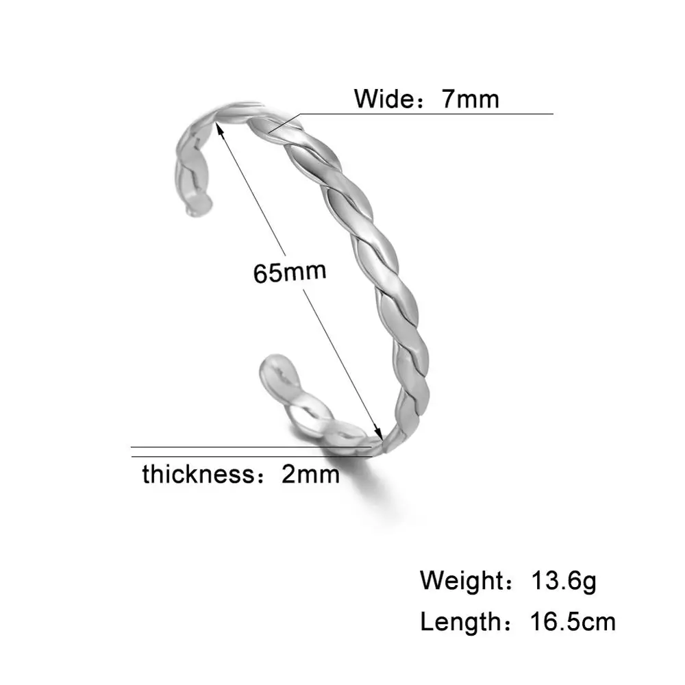 

LIKGREAT Twist Bangles Bracelets for Women Open Cuff Silver Color Stainless Steel Bangle Fashion Jewelry femme pulseras mujer
