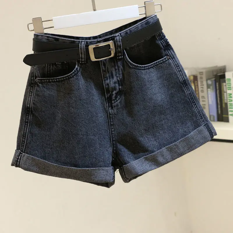 

Women's Shorts Smoke Grey High Waist Jeans Female Easing The New 2021 Summer Show Thin Edge A Word Wide Hot Pants Legs