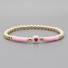 Женские браслеты в стиле бохо Go2Boho Heishi, ювелирные изделия в стиле бохо с бусинами из глины, браслеты в форме сердца, подарок для пар, высококачественные золотистые браслеты из бисера