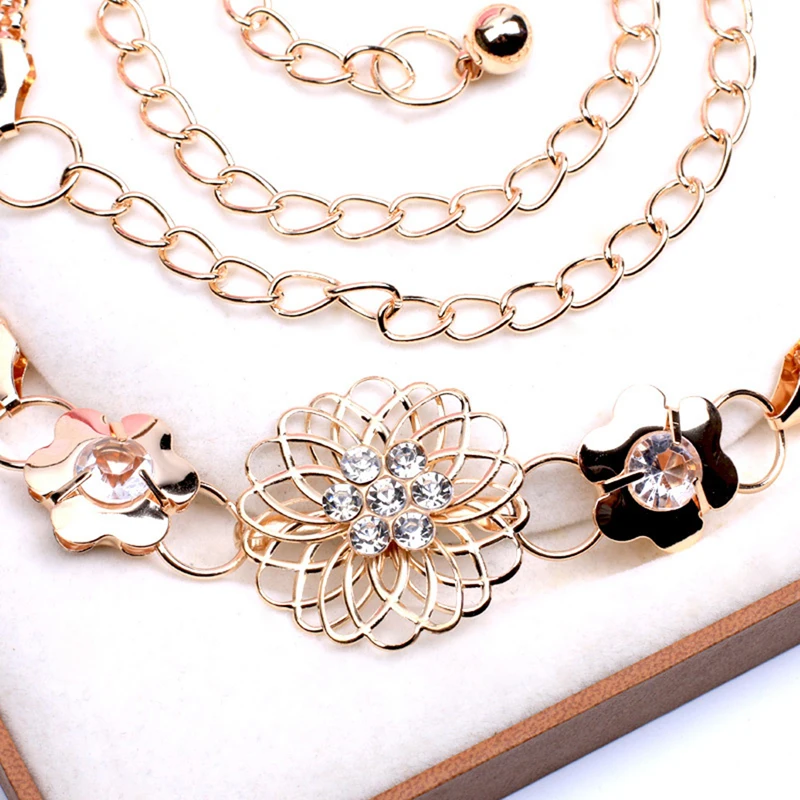

Fashion Elegant Metal Waist Chain Belt Gold Buckle Body Chain Dress Belt
