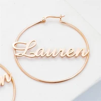 30 100mm custom hoop earrings name personalized earring jewelry stainless steel letter hoops women earrings as christmasgifts