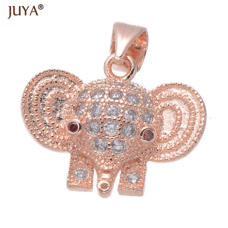 rose gold Juya Горячая Мода Подвески для изготовления ювелирных изделий милая Черепаха/медведь/Слон/лиса Животные Подвески модные подвески в виде сердечка с цветком - Окраска металла: rose gold