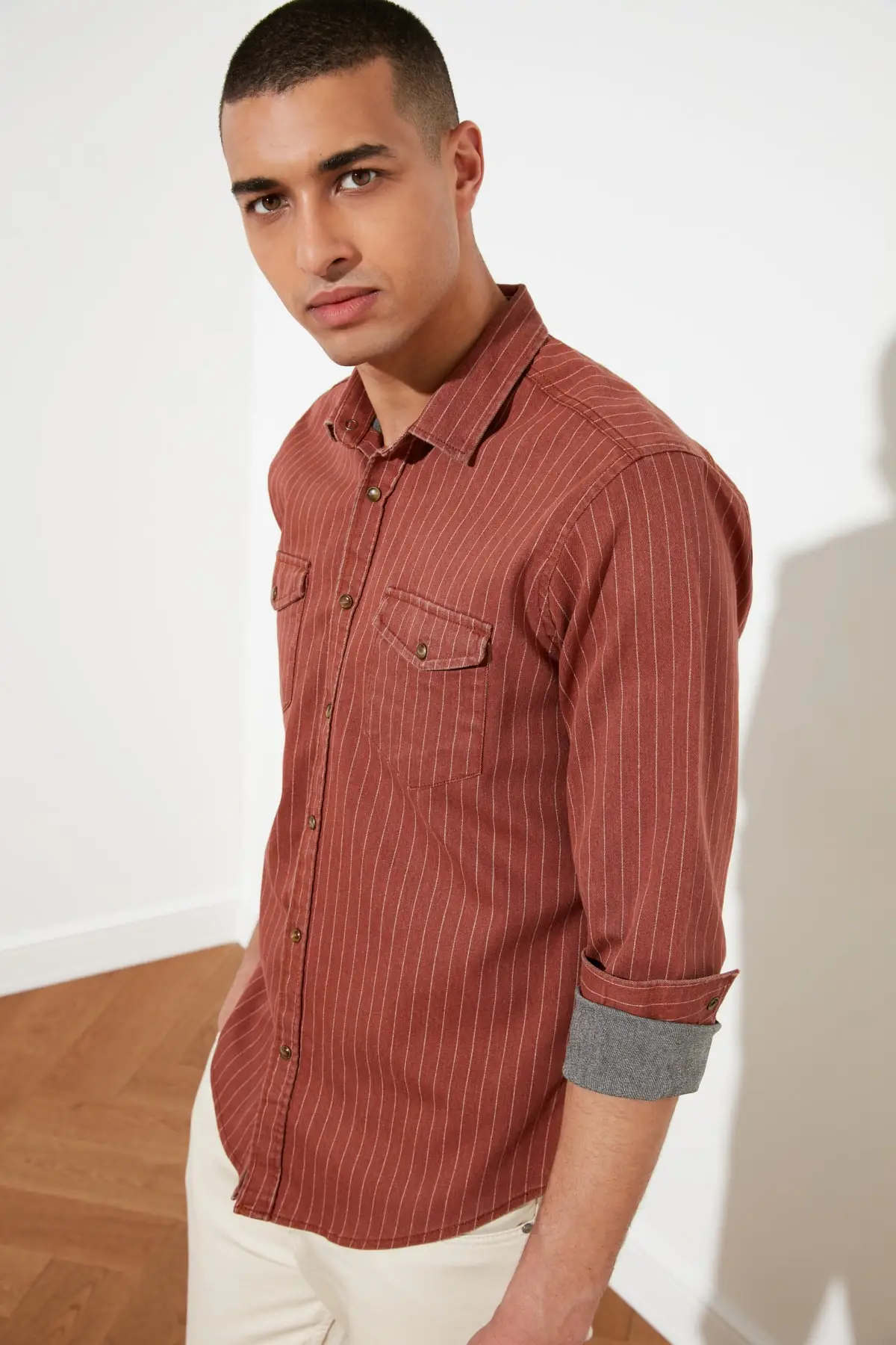 

Trendyol Male Printed Thick Gabardine New Shirt TMNSS20GO0103