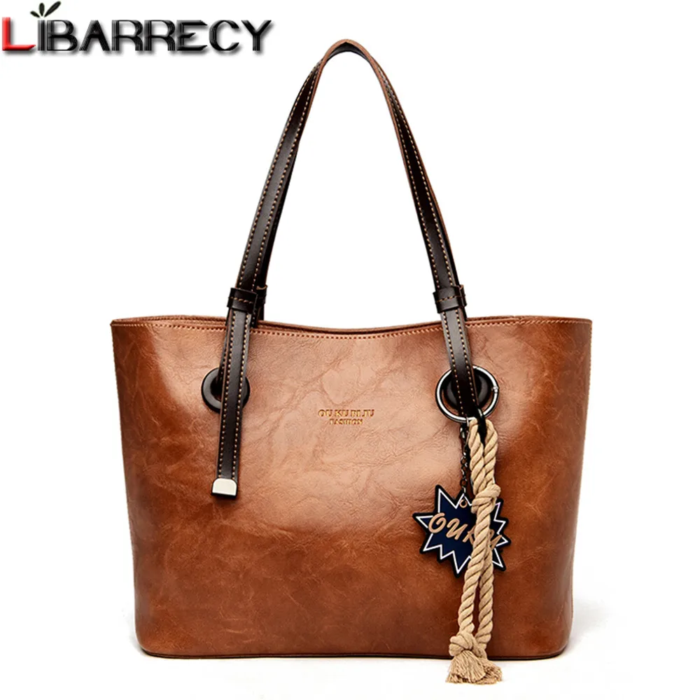 

Designer Classic Female Tote Bag Women Tassel High Quality Leather Handbag Bolso Mujer Vintage Large Capacity Femme Sac a Main