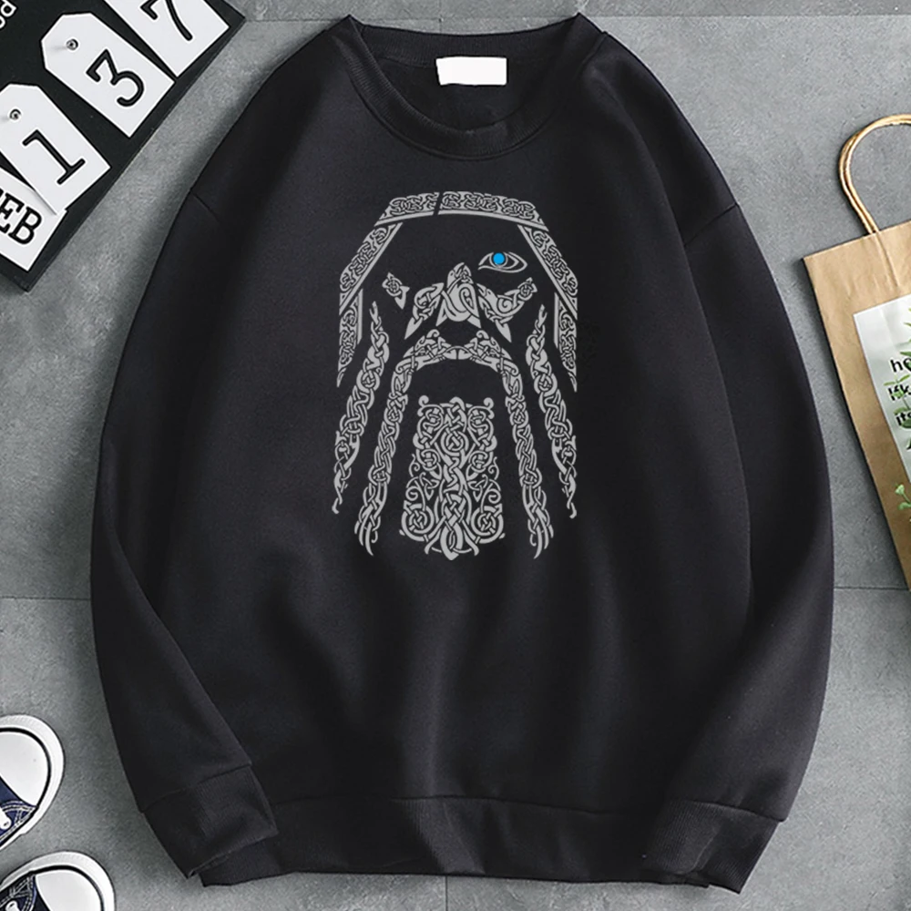 

Fashion Vikings Print Sweatshirts Long Sleeve Casual Hoody Man Hip Hop Fashion Crewneck Loose Tracksuits Hooded Male Clothes
