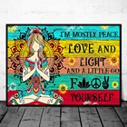 Картина на холсте Peace Love, плакат для медитации и принтов, Настенная картина с мультяшным рисунком для украшения гостиной
