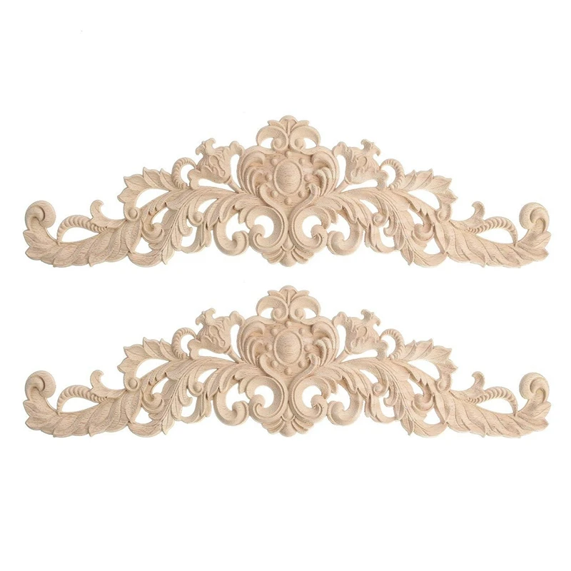 

2pcs Craft Wood Cabinet Furniture Carving Corner Wood Ornament Wood Ornaments Handmade