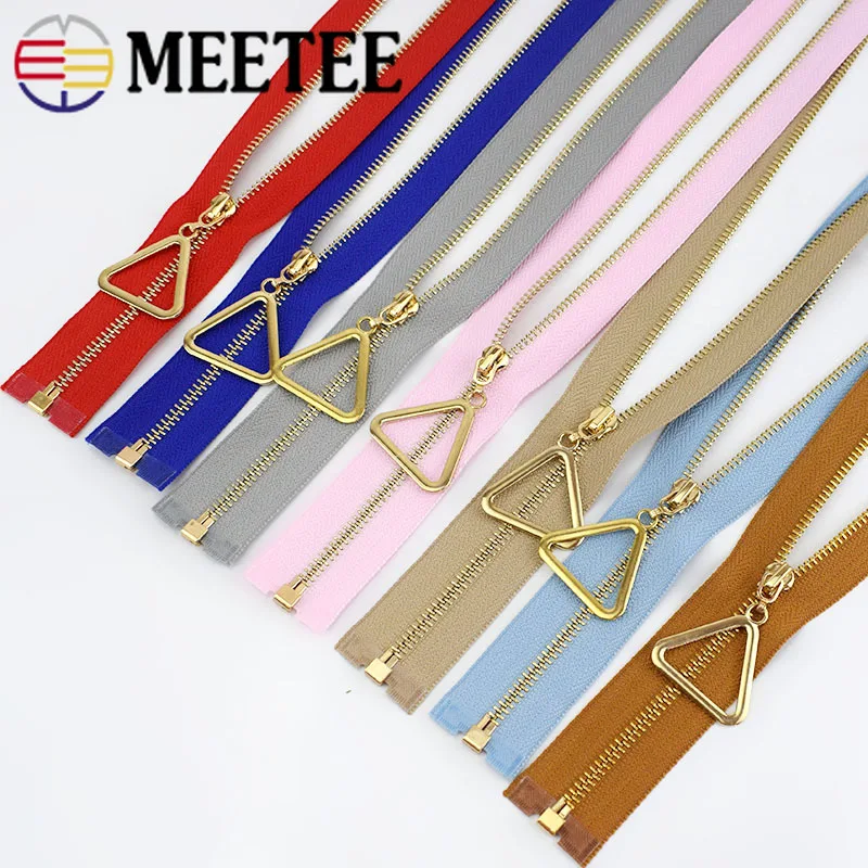 Meetee 2pcs 40-70cm 3# Metal Zippers Open-End Auto Lock Gold Zipper DIY Bags Purse Garment Decor Zip Sewing Accessories ZA043 | Дом и сад