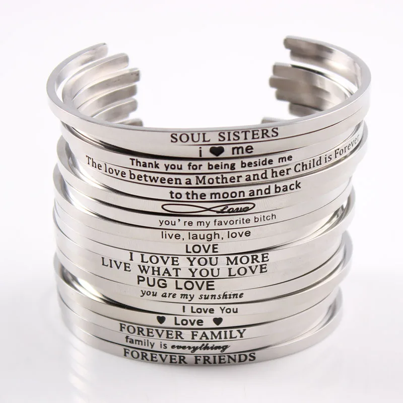 Браслеты с вдохновляющими мантрами из нержавеющей стали браслеты гравировкой you