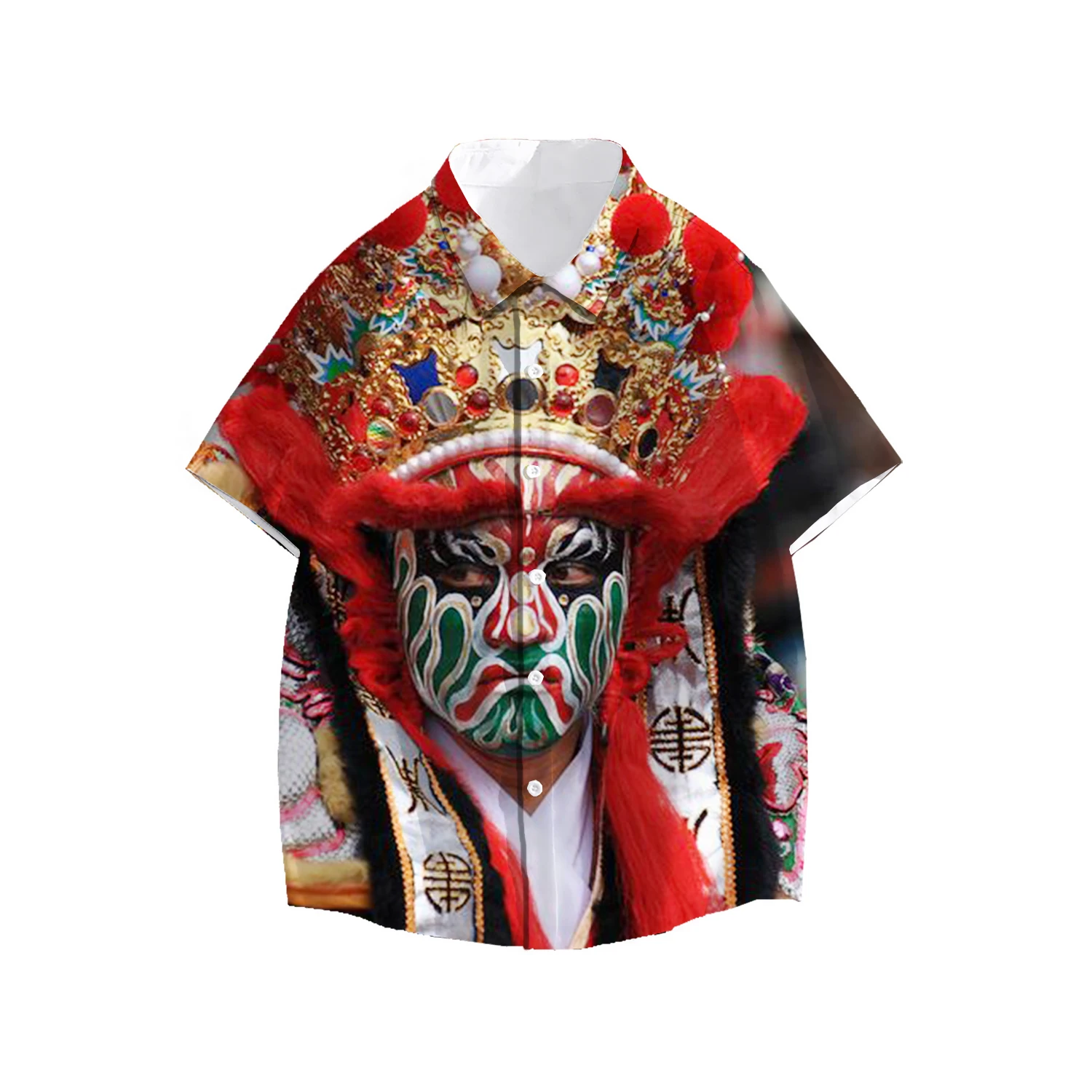

Peking Opera Hawaiian Shirt Men Women Oversized Shirt 3D Print Harajuku Summer Beach Loose Buttons Tops Personality Casual Funny