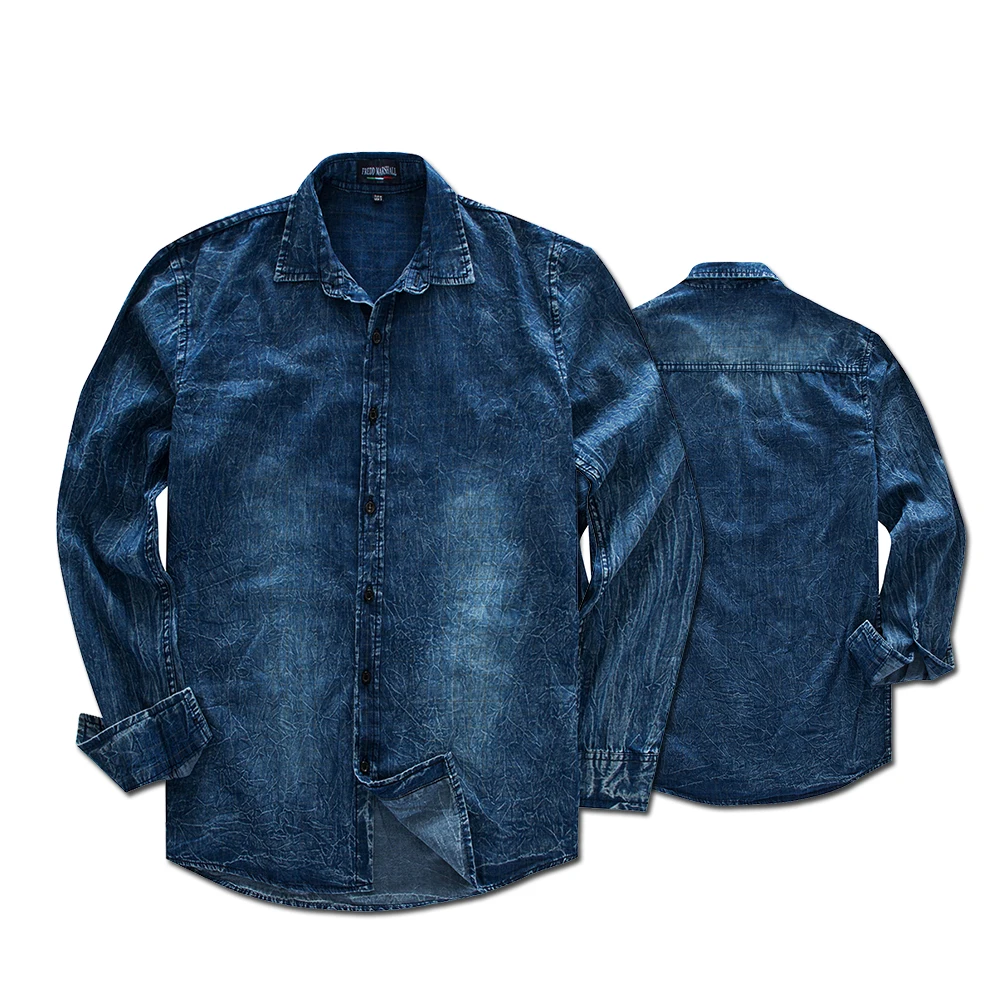 Мужская рубашка из 100% хлопка на пуговицах повседневная с карманами