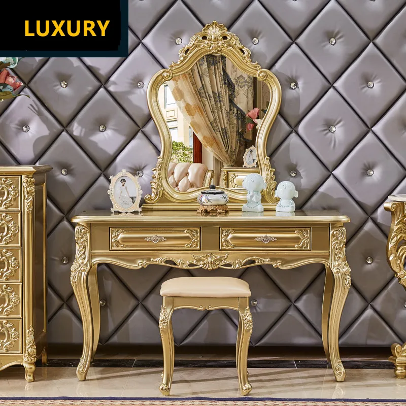 Dl новый дизайн европейская роскошная двуспальная кровать из цельного дерева и