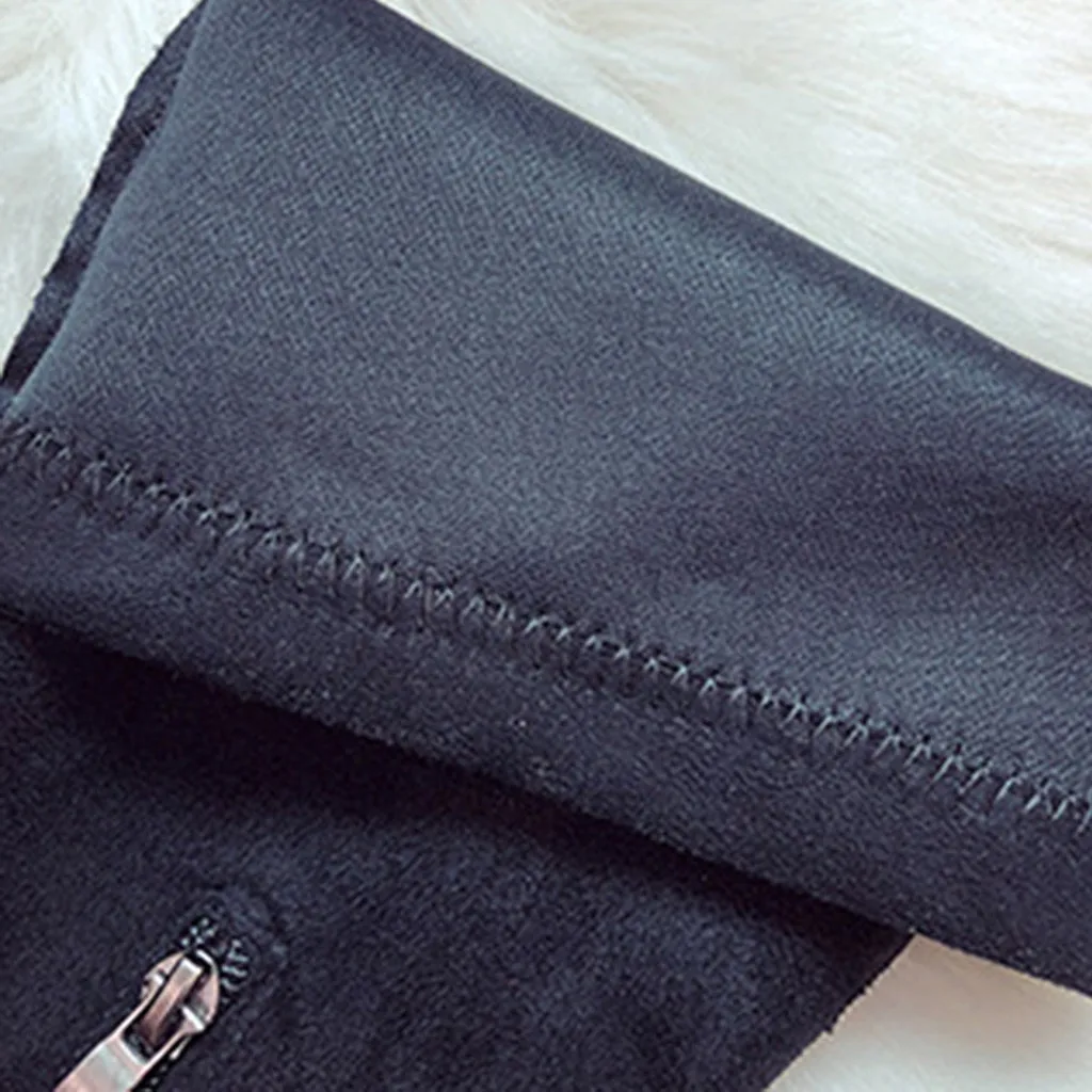 Новые рыцарские сапоги модные однотонные на низком каблуке с круглым носком