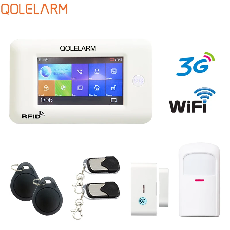3G WIFI small house QOLELARM 4,3 дюймов сенсорный экран RU ES EN PL DE меню беспроводная домашняя безопасность 3g wifi GSM GPRS сигнализация RFID приложение дистанционное управление - Цвет: 3G WIFI small house
