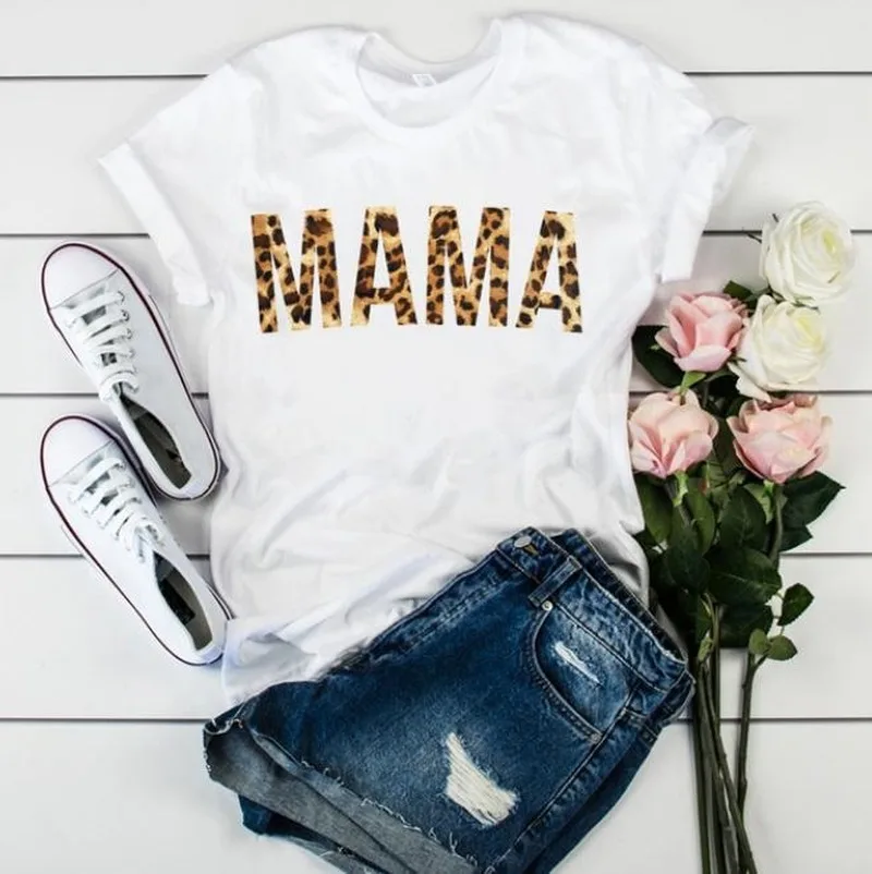 Жена мама Boss с надписью Mama футболка короткими рукавами и круглым вырезом