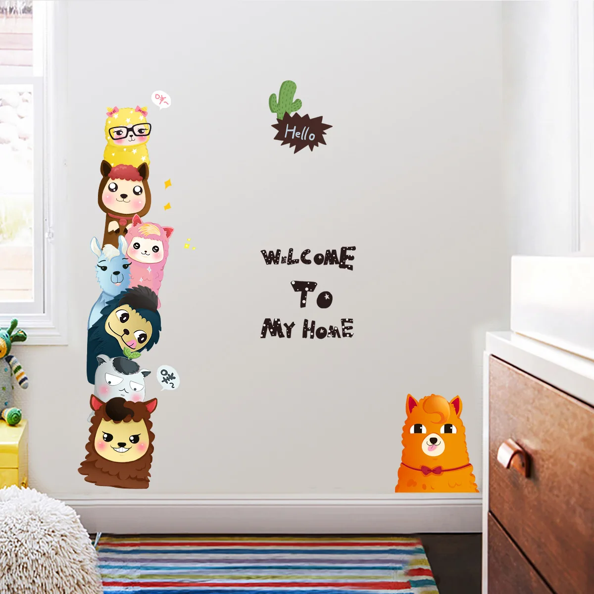 

Cartoon Animal English Wall Stickers Creative Mural Home Living Room Decoration Wallpaper Kids Room Decor Bedroom Door Stickers