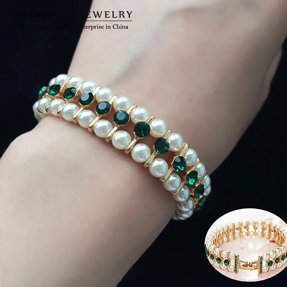 Neoglory модные стразы бусы из Искусственного Жемчуга Браслеты для женщин брендовые