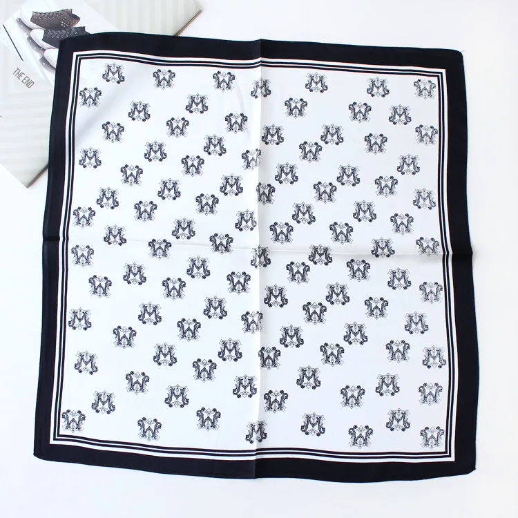 

KMS LETTER D and BALANCE scarf silk plain satin small square scarf wrap hairband 53*53cm/15g