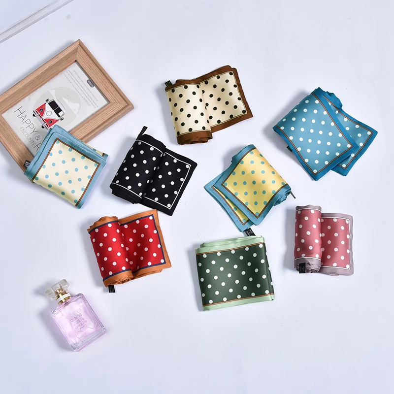 Шарф в горошек для женщин длинные шелковые шарфы зимняя бандана 98 см * 9