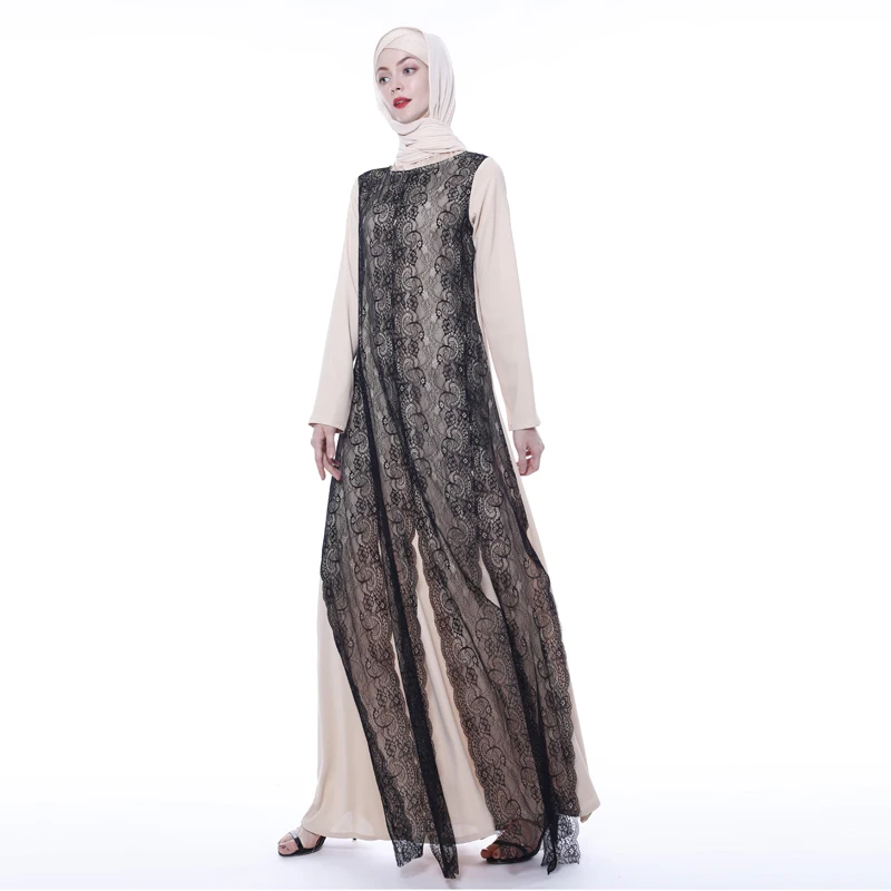 Vestidos кружево abaya Арабский мусульманский платье Катара Кафтан Дубай турецкие исламские платья Хиджаб юркен женщин Tesettur Elbise Caftan