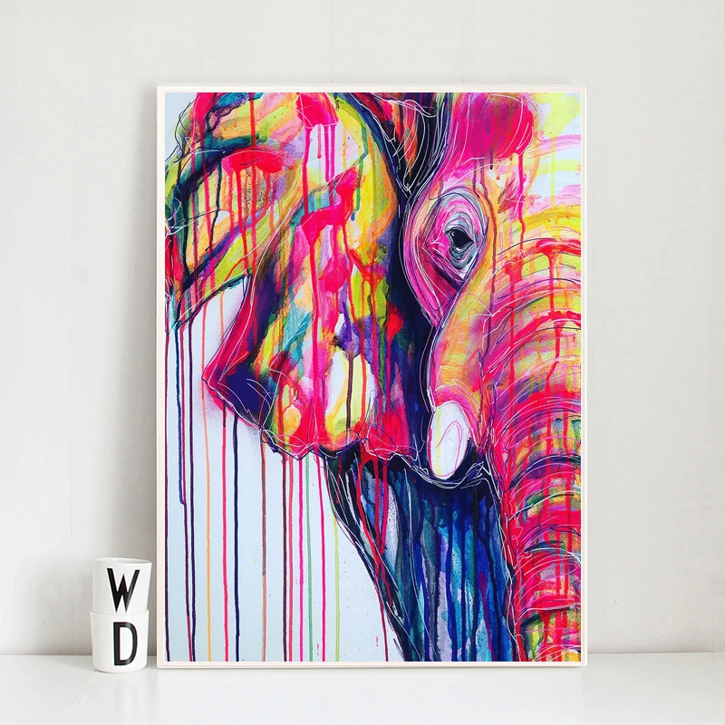 

Colors Elephant Pop Art Canvas Painting Print Living Room Home Decor Modern Wall Art Oil Painting Poster Salon Pictures Artwork