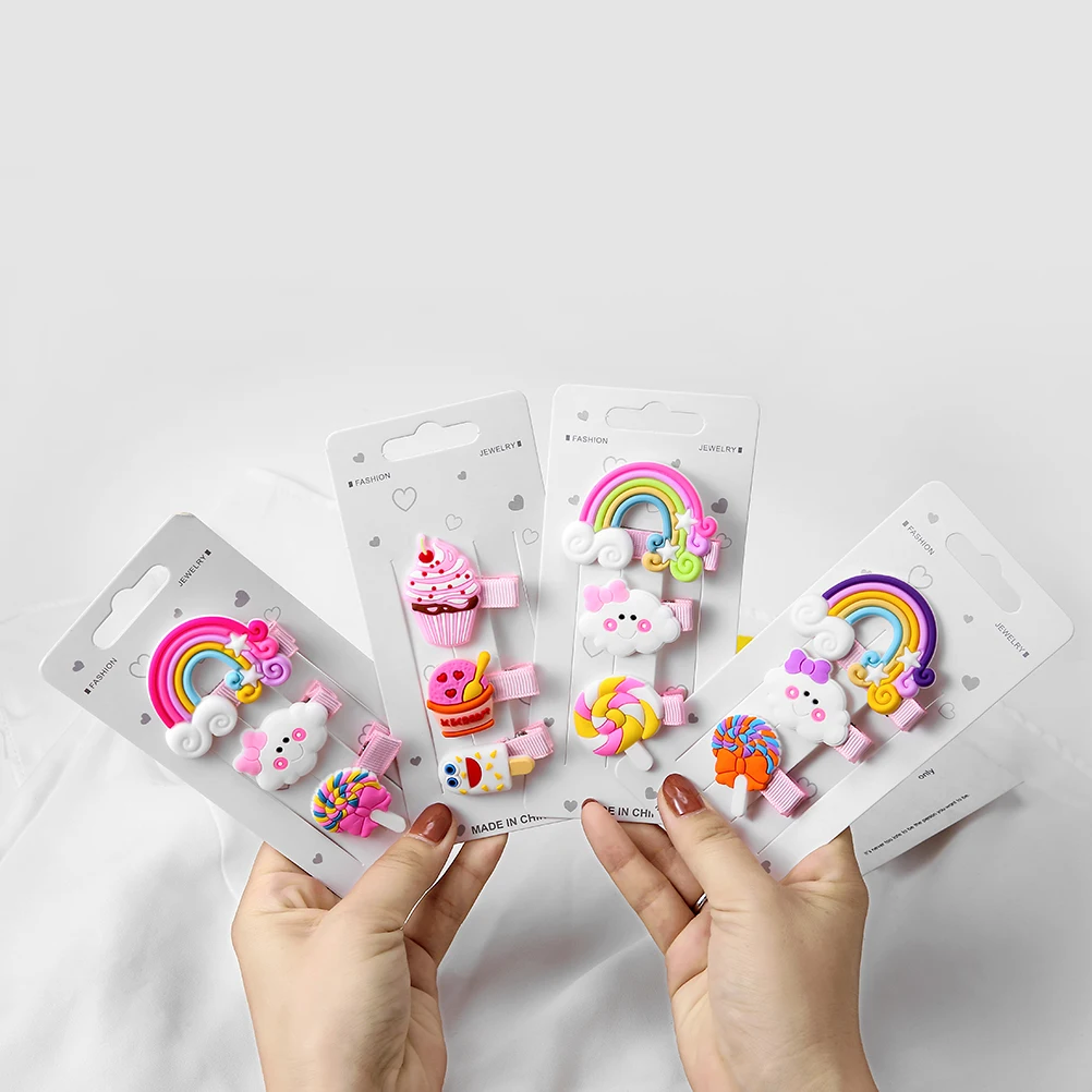 Новое поступление милые детские заколки для волос с радужным облаком кроликом и