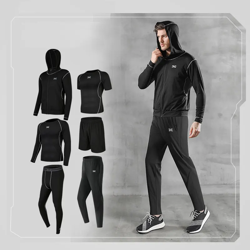Men's Tracksuit Compression Sports Suit Gym Fitness Clothes Running Jogging Sport Wear Training Exercise Workout Tights 6 Pcs