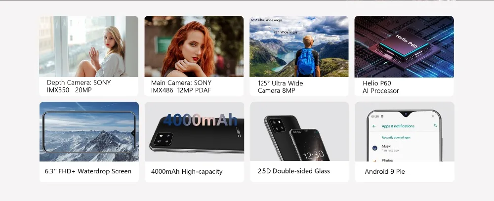 Смартфон Cubot X20 Pro 6," FHD+ с функцией капли воды, режим AI, тройная камера, Android 9,0, 6 ГБ+ 128 ГБ, четыре ядра, 4000 мА/ч, для распознавания лица