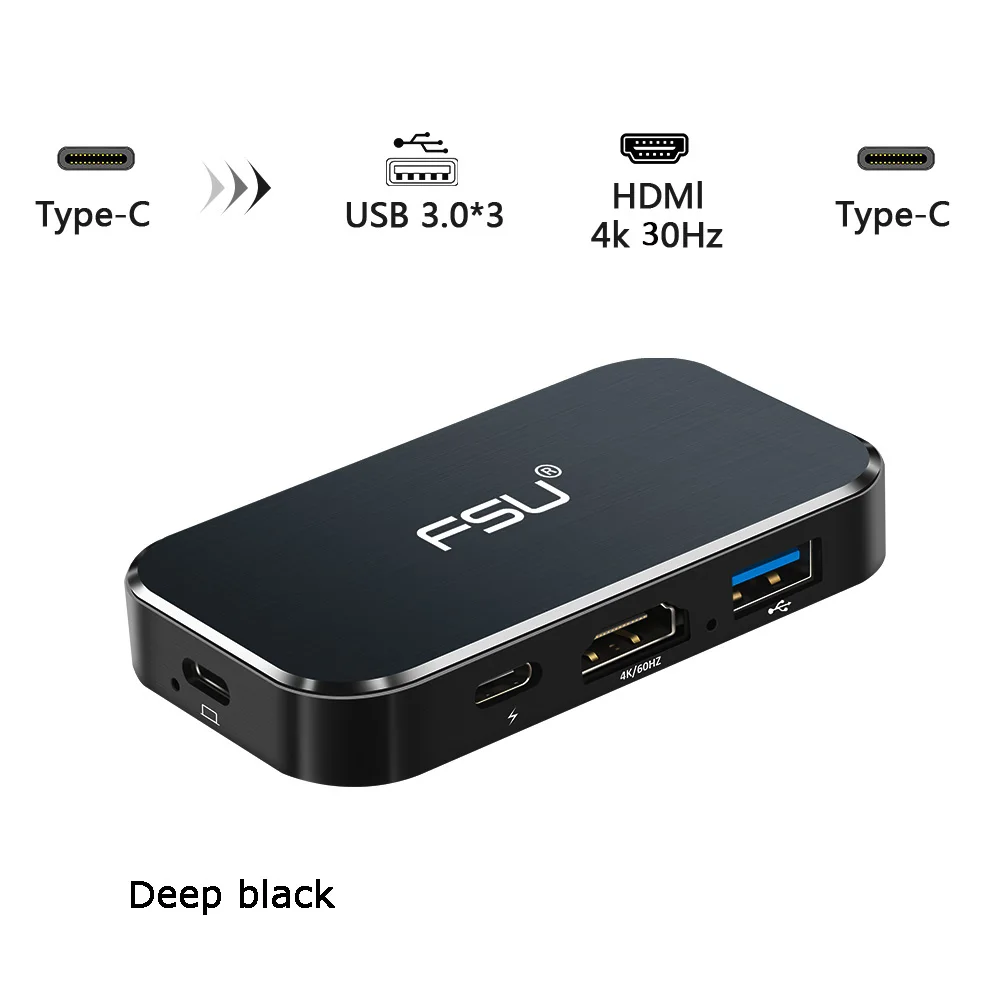 Thunderbolt 3 type-c концентратор адаптер 4 к 1080 P USB c к HDMI TYPE-C к USB разъему с быстрой зарядкой для Macbook matebook ноутбуки - Цвет: 4K 30Hz dark black