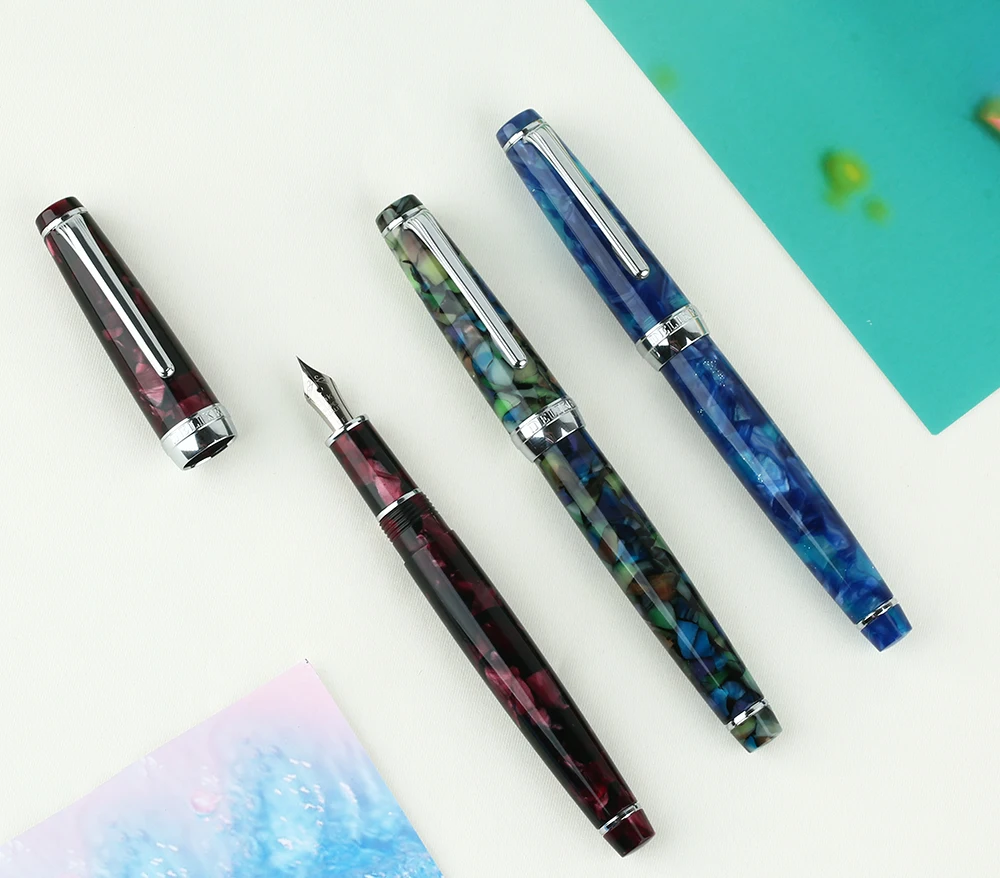 

MOONMAN DELIKE Fountain Pen Newmoon Series Acrylic Resin Iridium EF/F/Small Bent Writing Pen Gift Set for Business Office