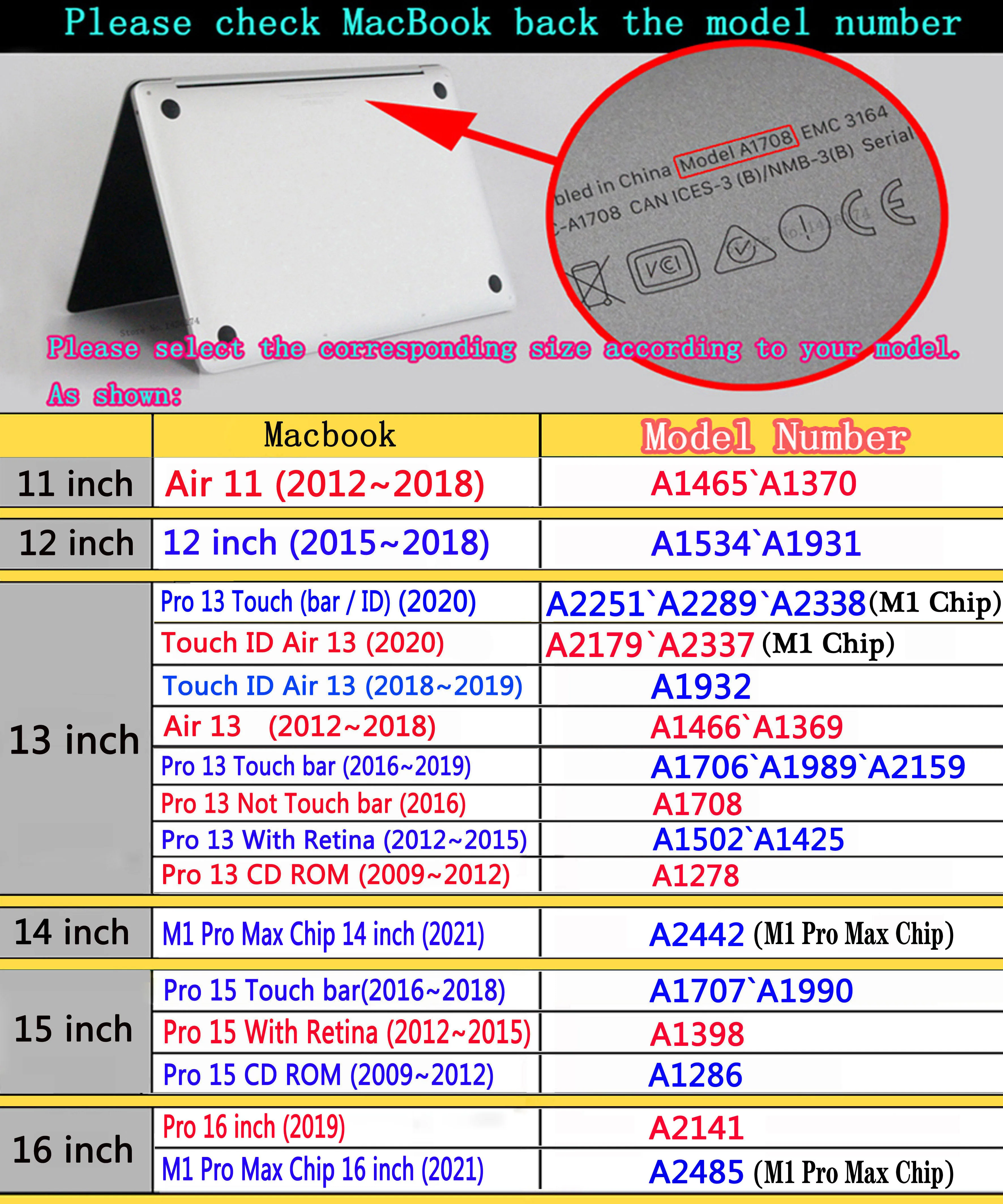 Чехол для ноутбука MacBook Air 13 2020 A2337A2179 A1466 M1 Chip 2021 Pro Retina 14 16 дюймов A2442 A2338 A2289 A2251 A1989 |