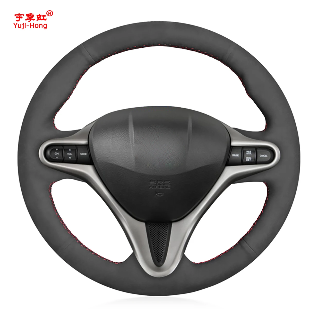 Черный чехол из искусственной кожи для Honda Civic VIII Тип R 2006-2011 (3 спицы) Алькантара |