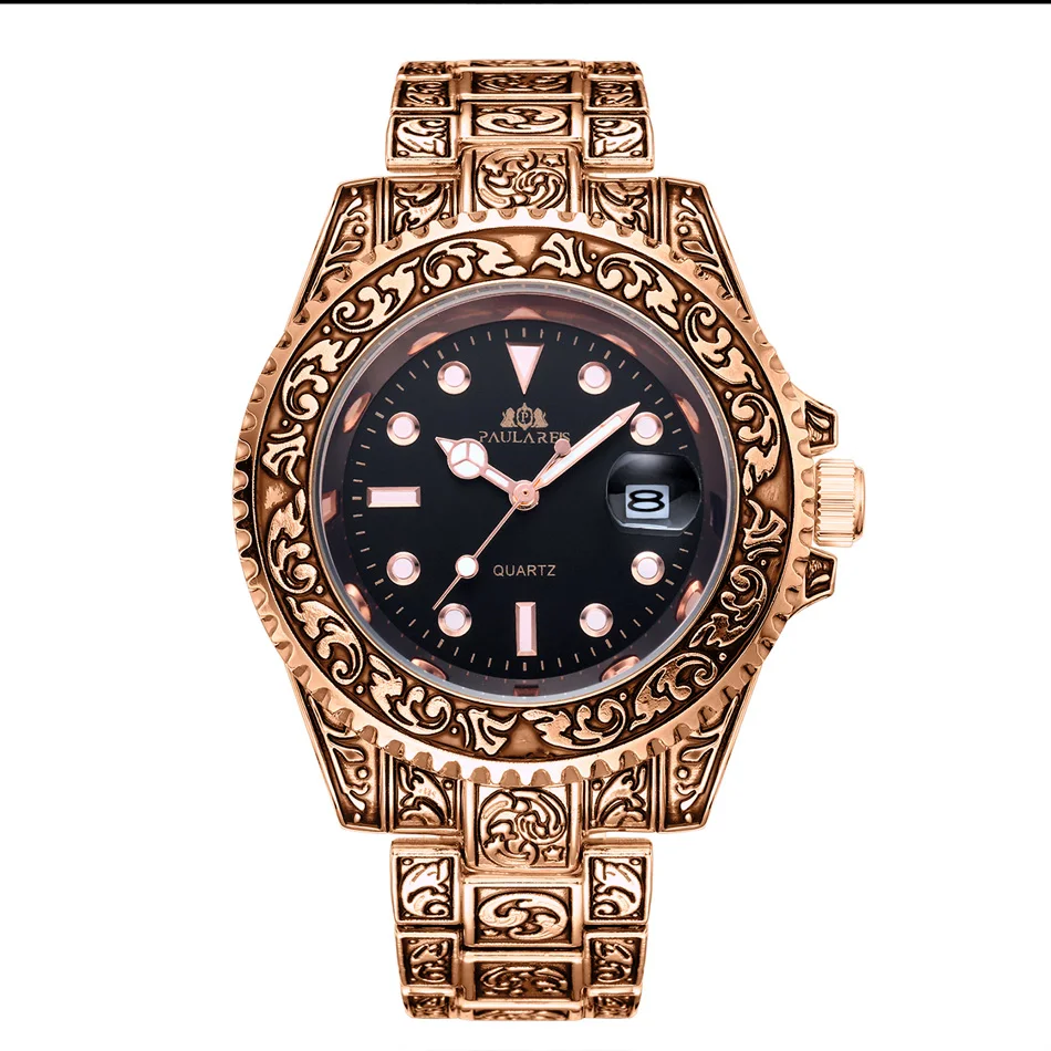 Rose Gold Black Винтажные винтажные светящиеся розовые Золотые желтые золотые серебряные 2 тона Красные Зеленые Синие градиентные Модные Классические кварцевые мужские часы - Цвет: Rose Gold Black
