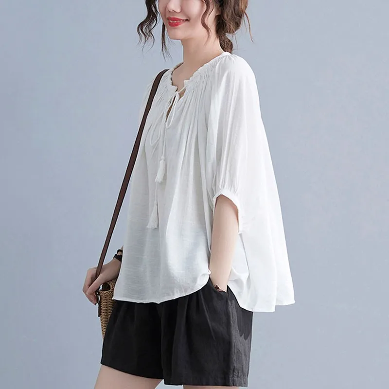 

Oversized Women Loose Casual T-shirts New Arrival 2021 Summer Simple Style Solid Color Female Half Sleeve Tops Tees S3740