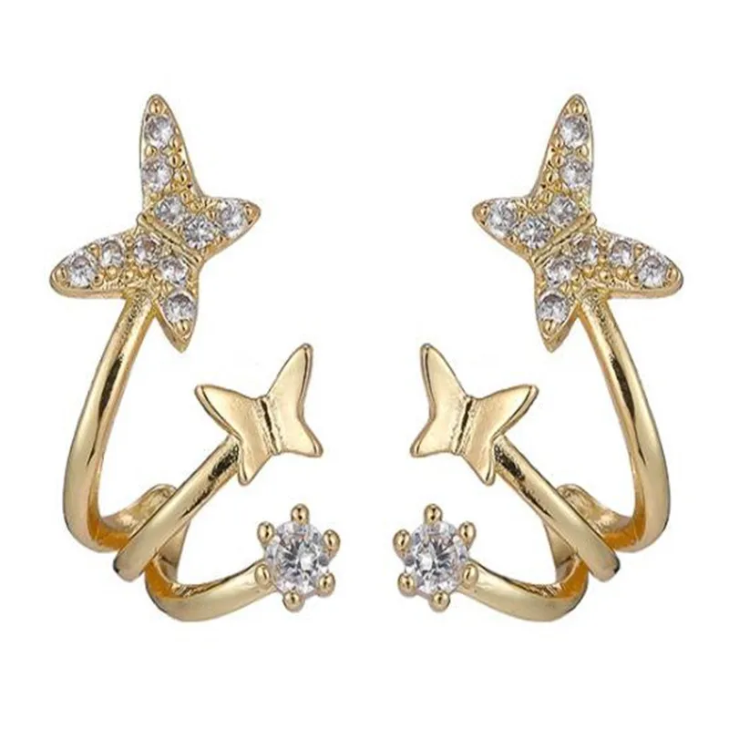 

Sweet Temperament Girl Gold Stud Earrings Crystal Butterfly Earrings for Women Simplicity Jewelry Accessories