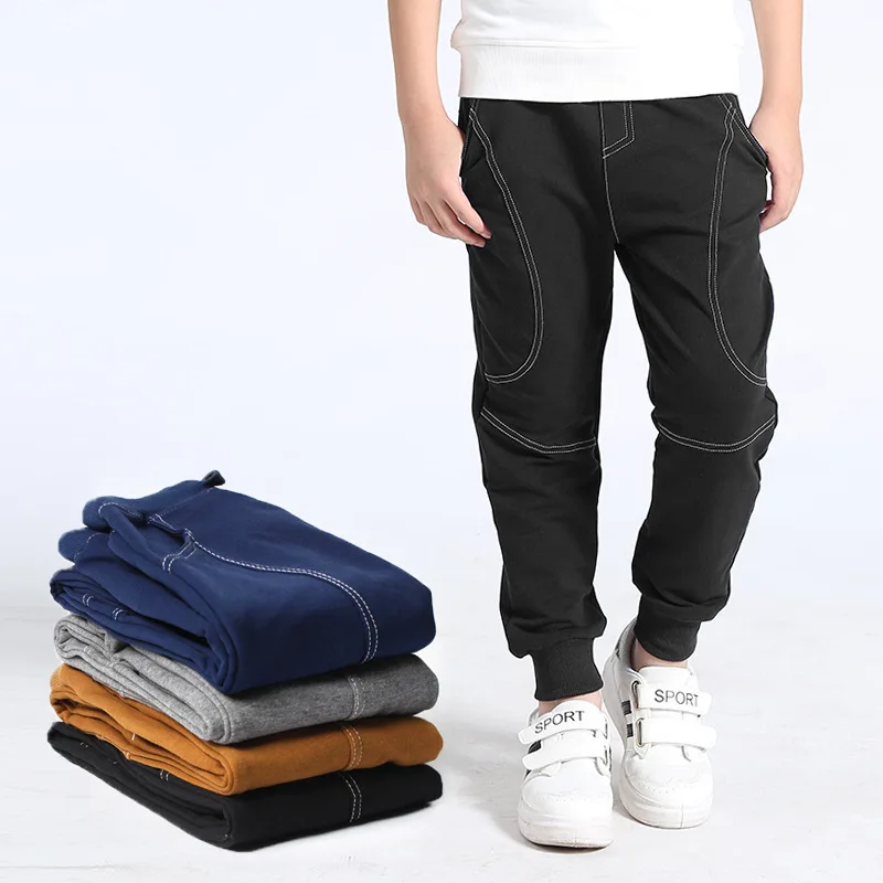 

Casual Sports Pants For Boys Girls Long Pants Spring Children Trousers Boy Cotton Pants Pocket Design Elastic Waist Pants 6-14T