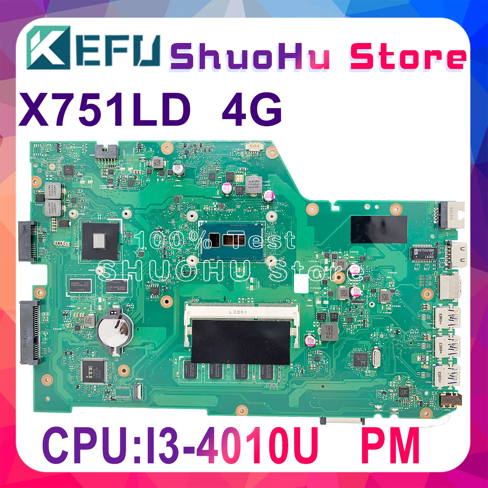 

X751 For ASUS X751LA X751L X751LD R752LD R752LA R752LN rev2.0 I3-4010U Laptop Motherboard Tested 100% Work Original Mainboard