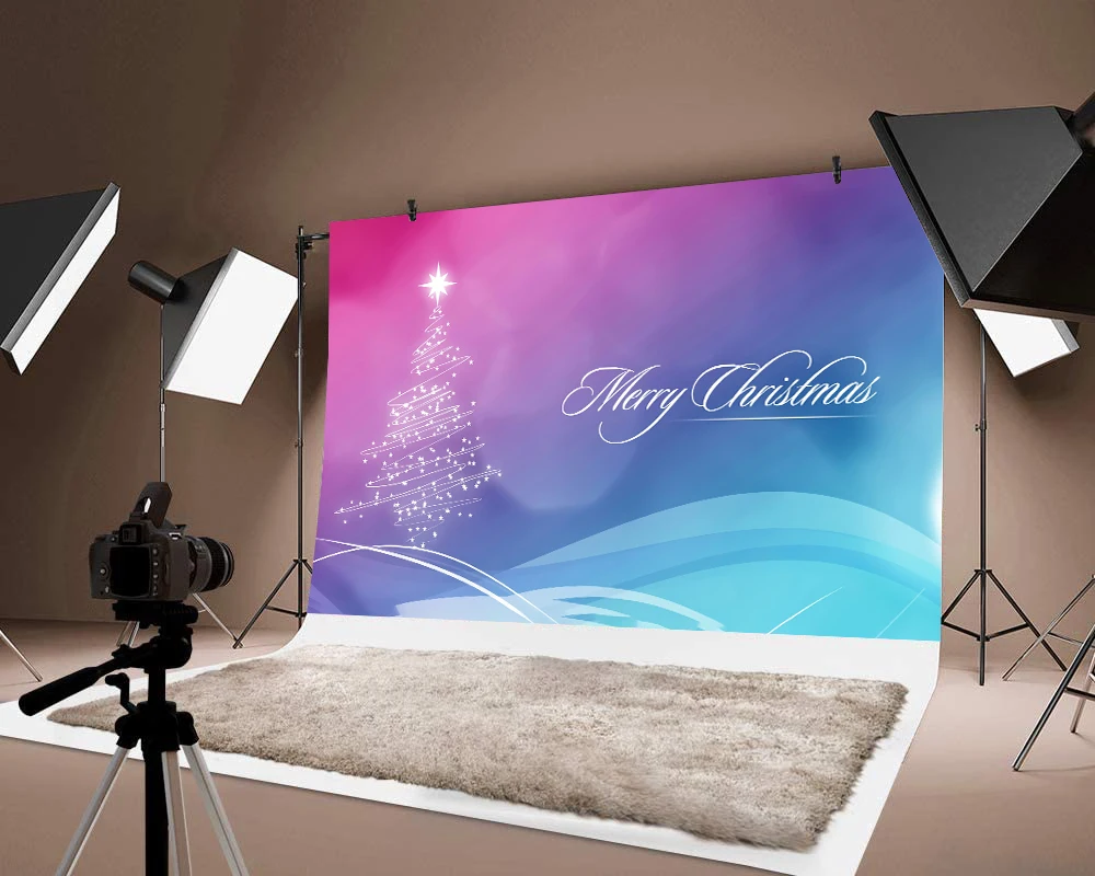 

Merry Christmas Colourful Background Thin Vinyl Festival Party Backdrop Photo Xmas Tree Print Photograph Decorations