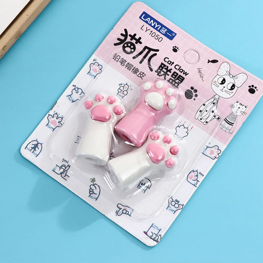 

12pcs Cartoon Eraser Creative Cat Paw Shape Rubber Erasers Student Stationery